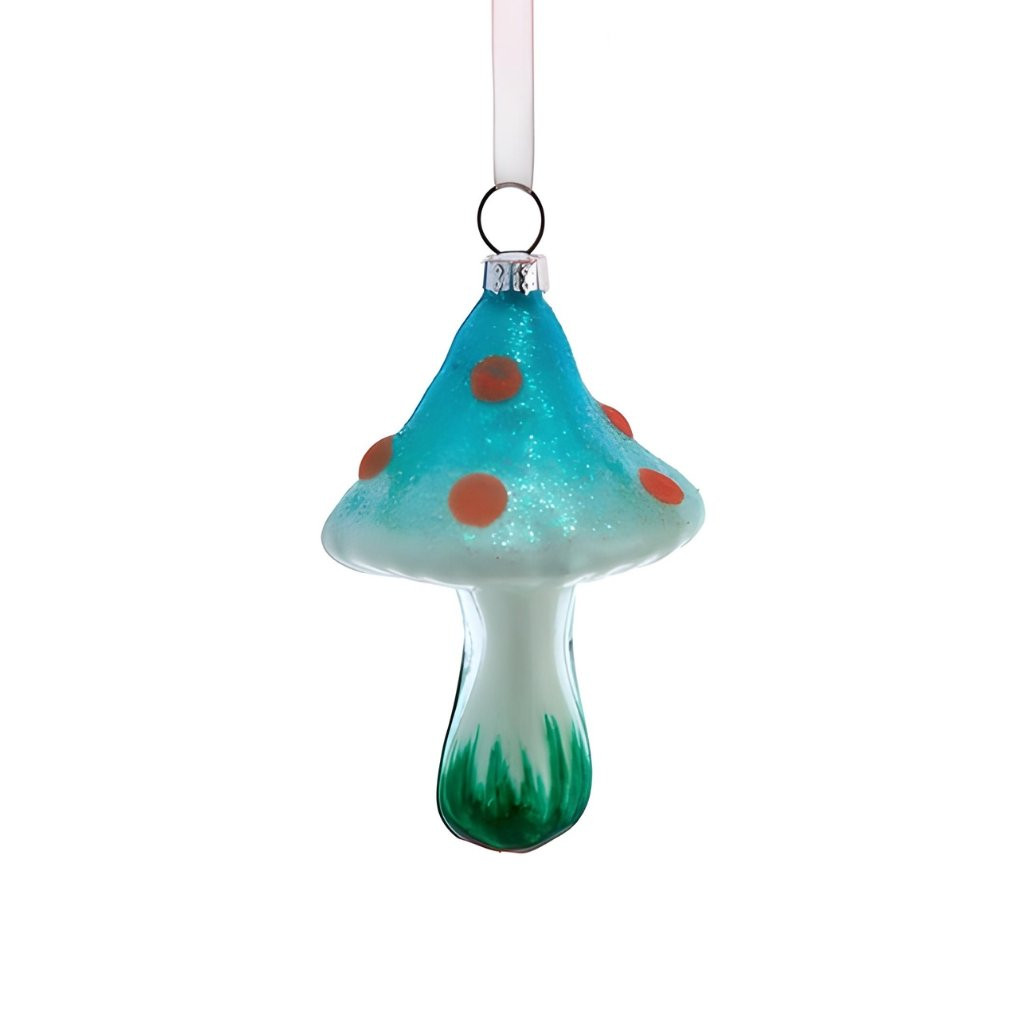 Blue Glow in the Dark Mushroom Ornament