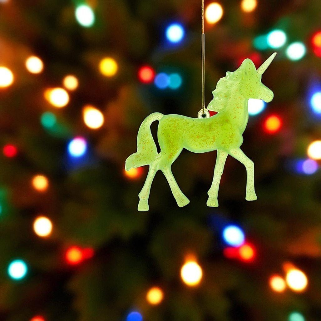 Green Glow-in-the-Dark Unicorn Ornament