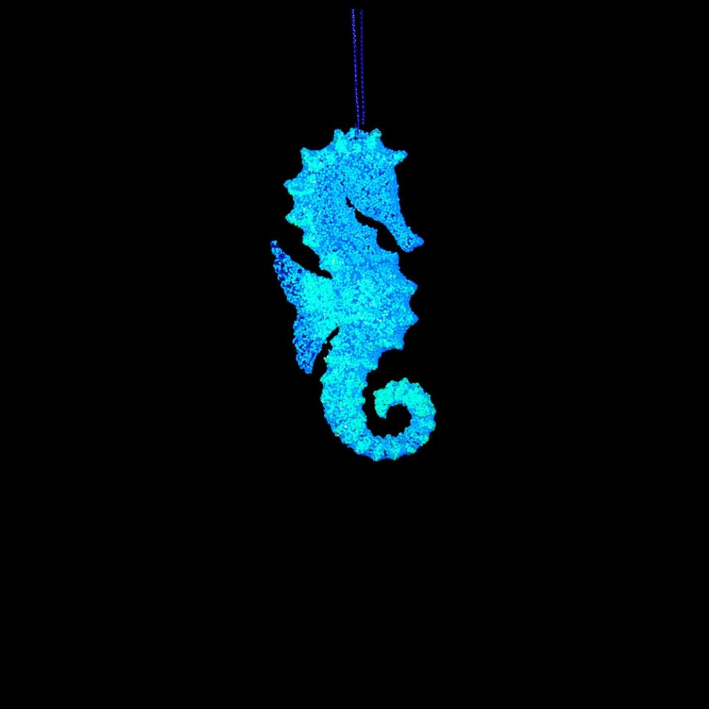 Glow in the Dark Blue Seahorse Ornament