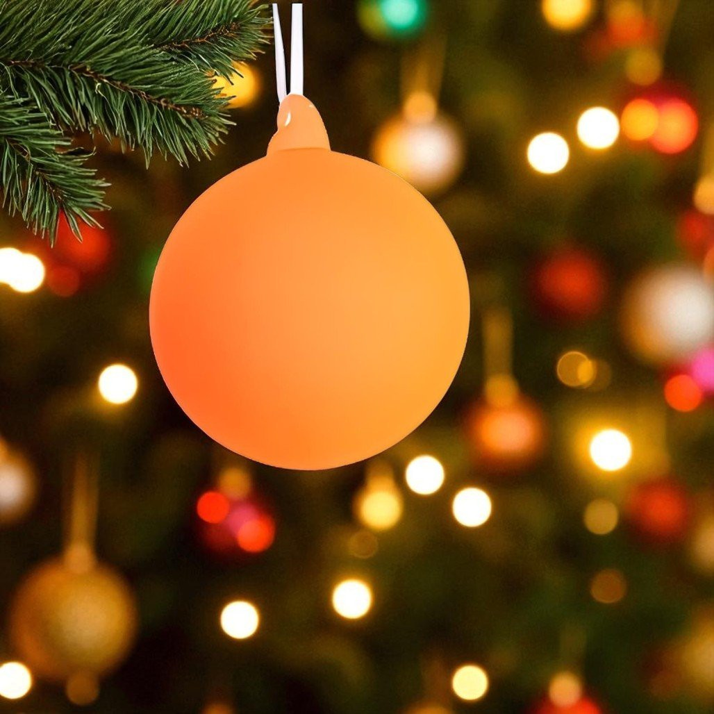 Orange Glow-in-the-Dark Glass Ball Ornament