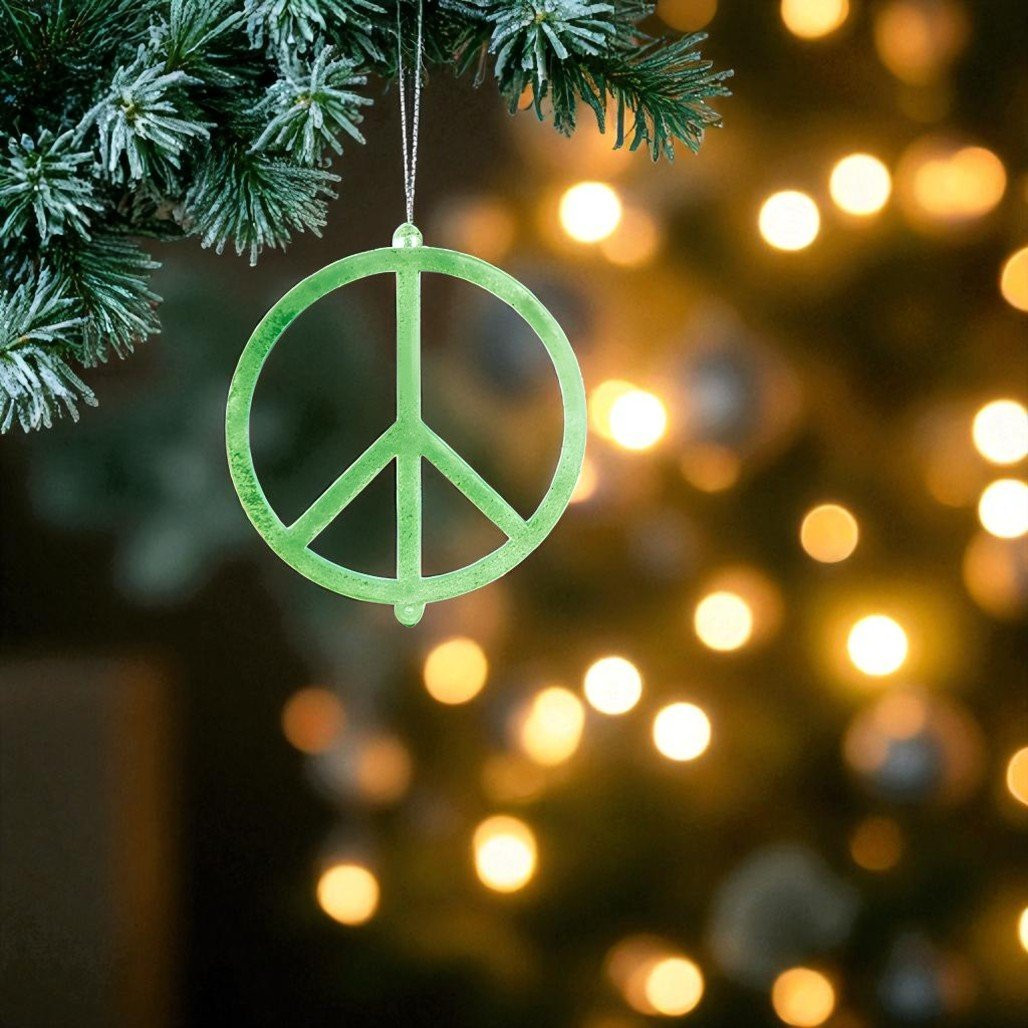 Green Glow in the Dark Peace Sign Ornament