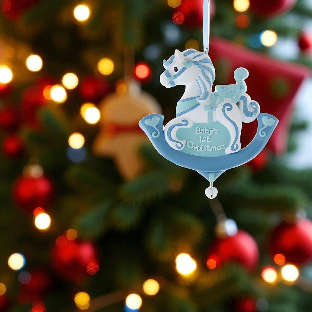 Blue Baby’s 1st Christmas Rocking Horse Ornament