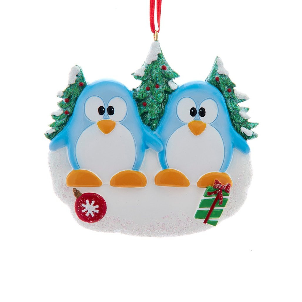 Personalized Penguin Family of 2 Ornament