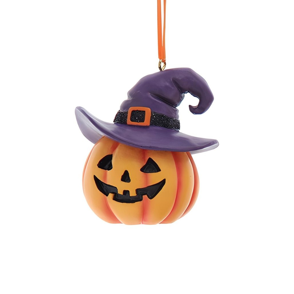 Pumpkin with Witch Hat Ornament