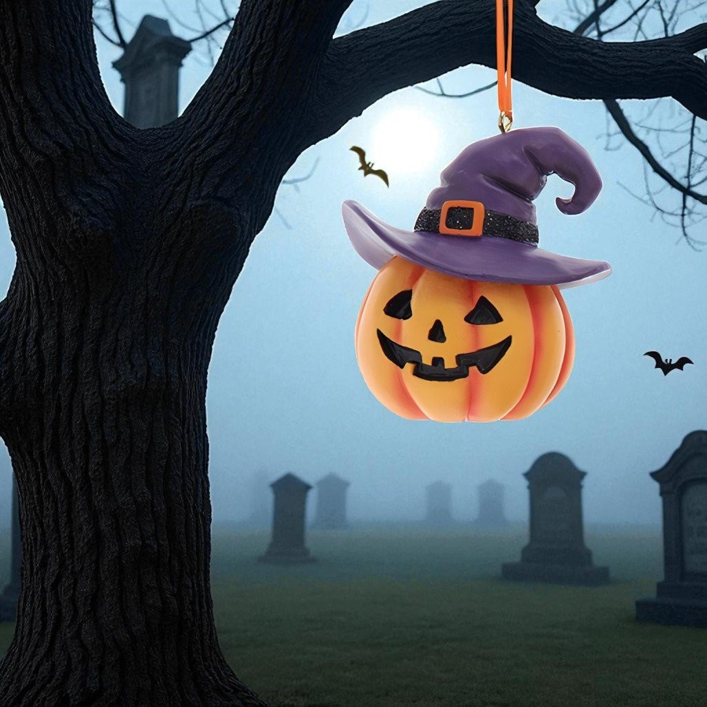 Pumpkin with Witch Hat Ornament