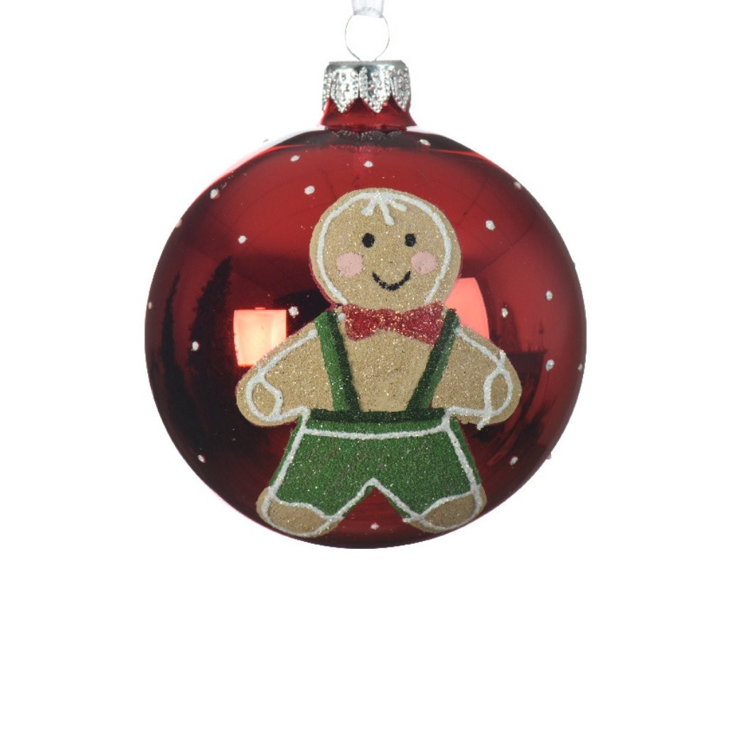 Gingerbread Boy Glass Ball Ornament