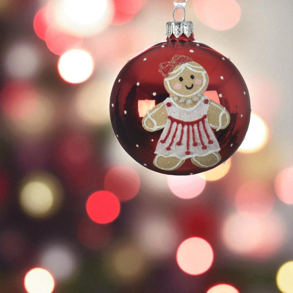Gingerbread Girl Glass Ball Ornament