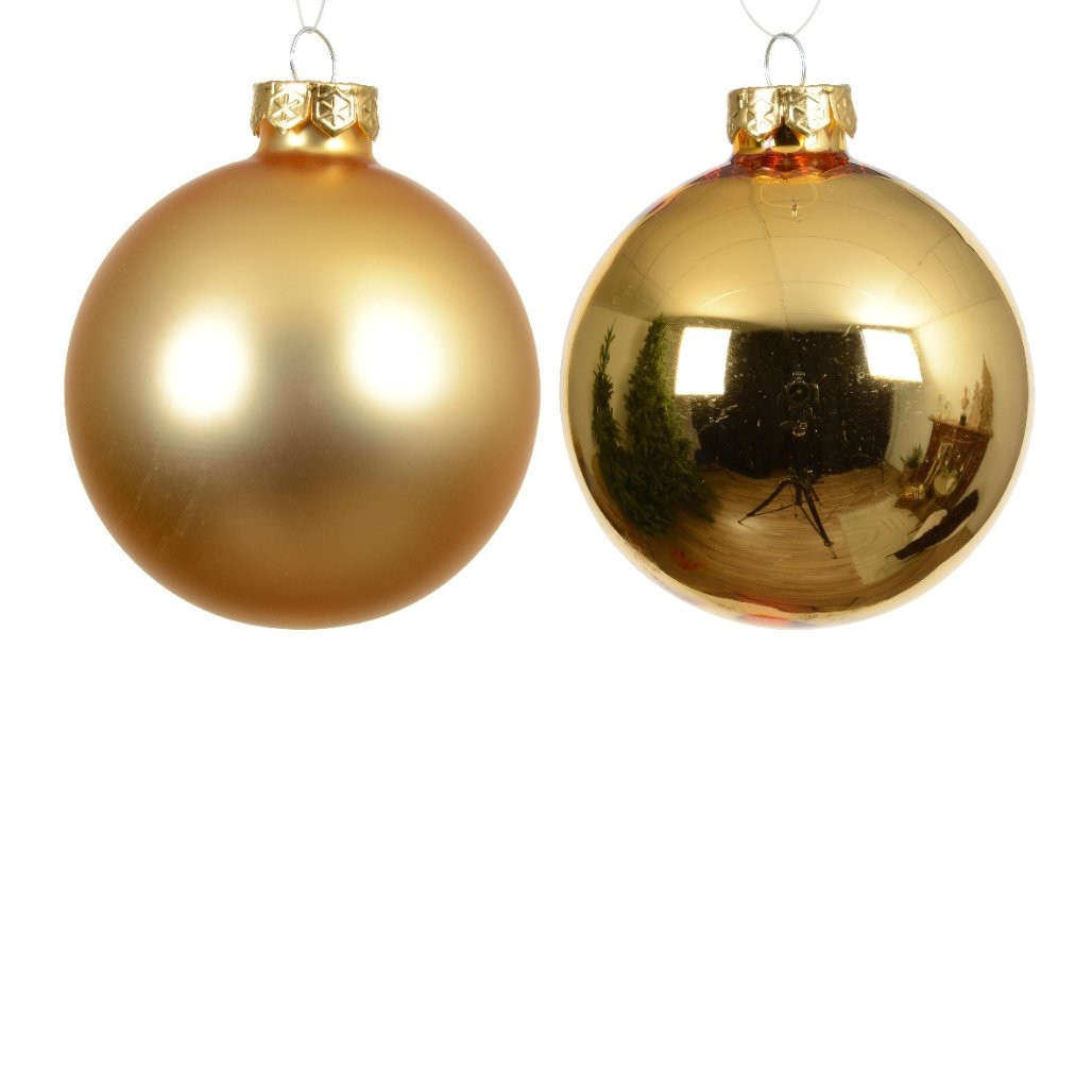 Gold Matte And Shiny Glass Ball Set of 6 Ornaments