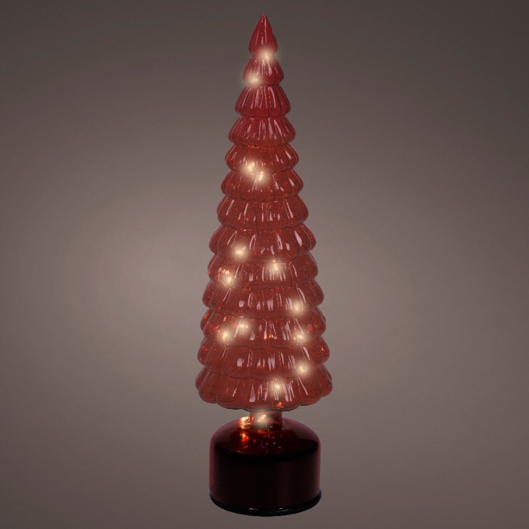 Lumineo Micro LED Rotating Red Glass Tree