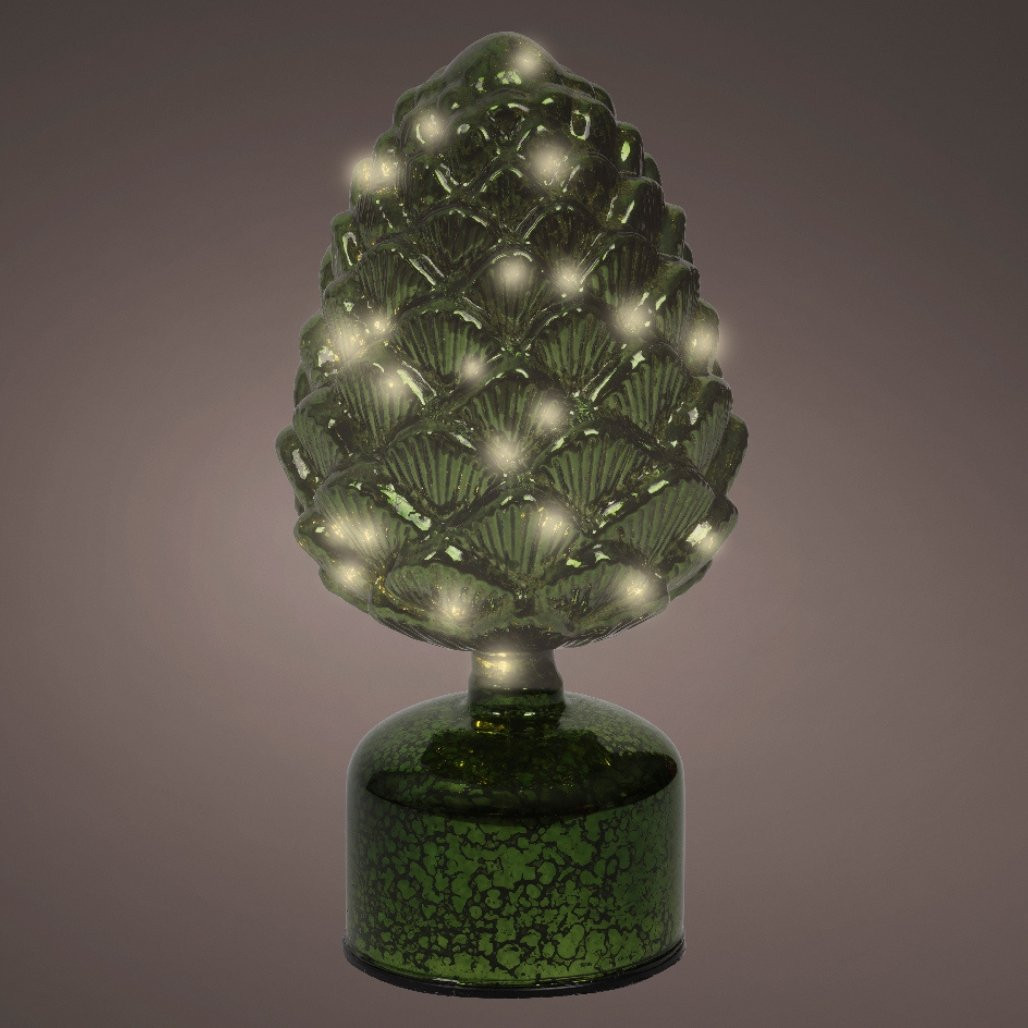 Lumineo Micro LED Rotating Green Glass Pinecone