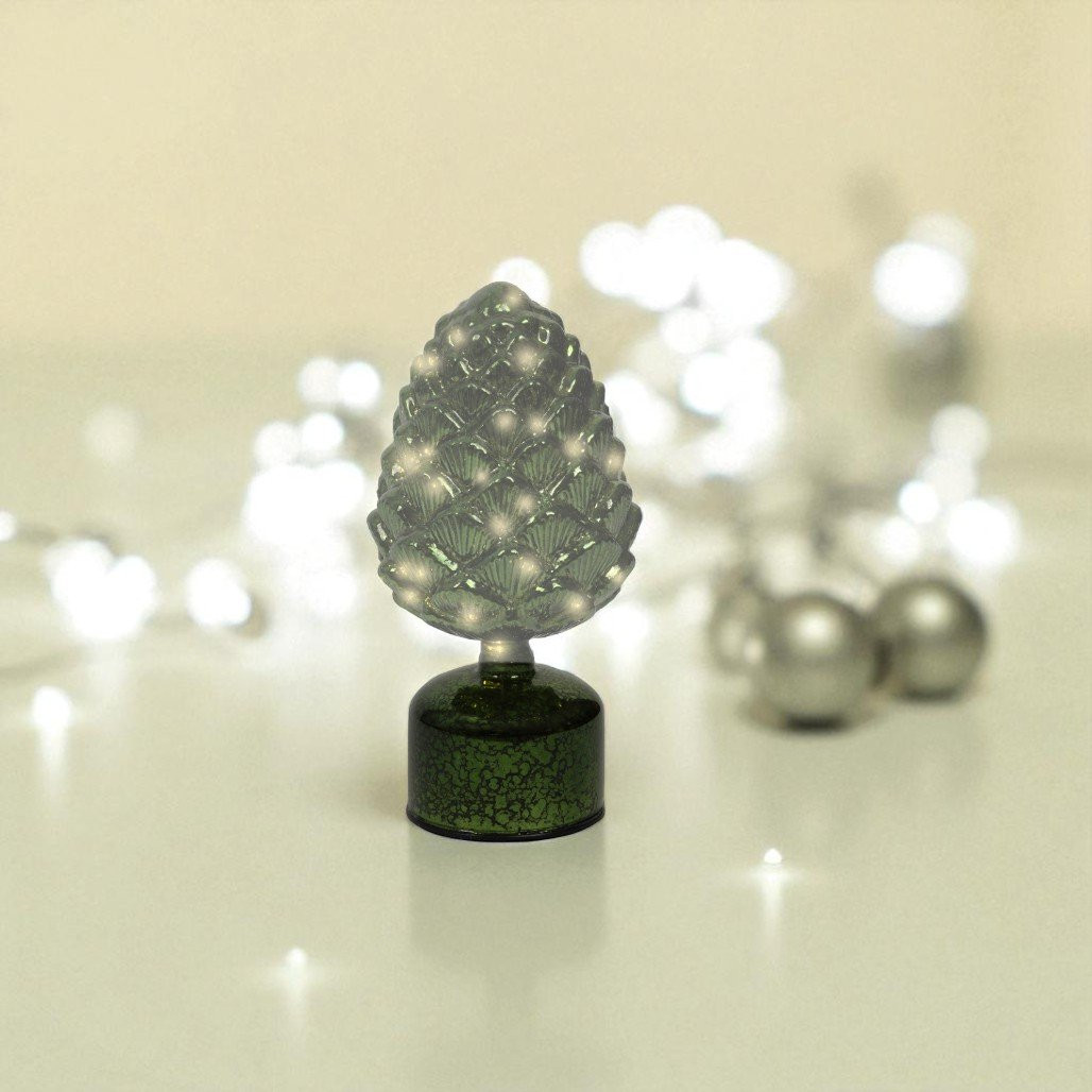 Lumineo Micro LED Rotating Green Glass Pinecone