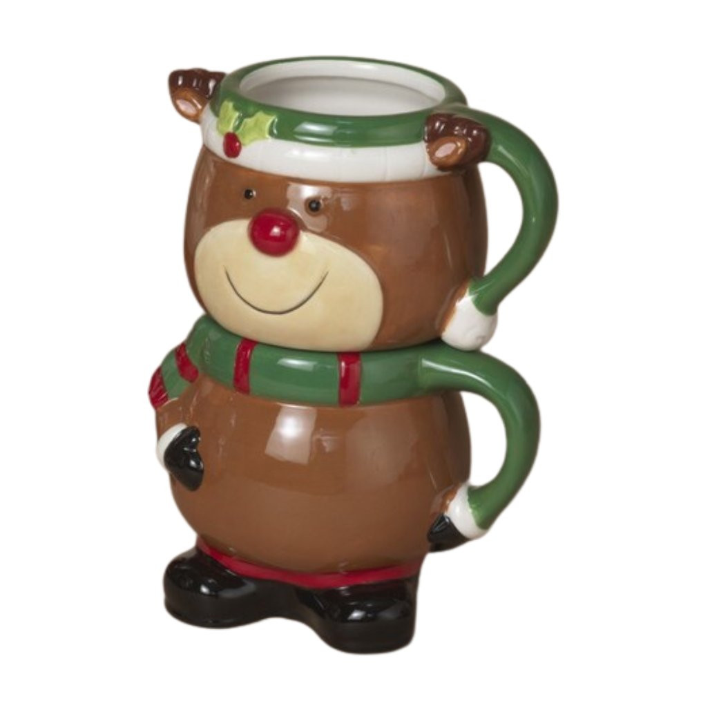 Stacked Reindeer Dolomite Mug Set