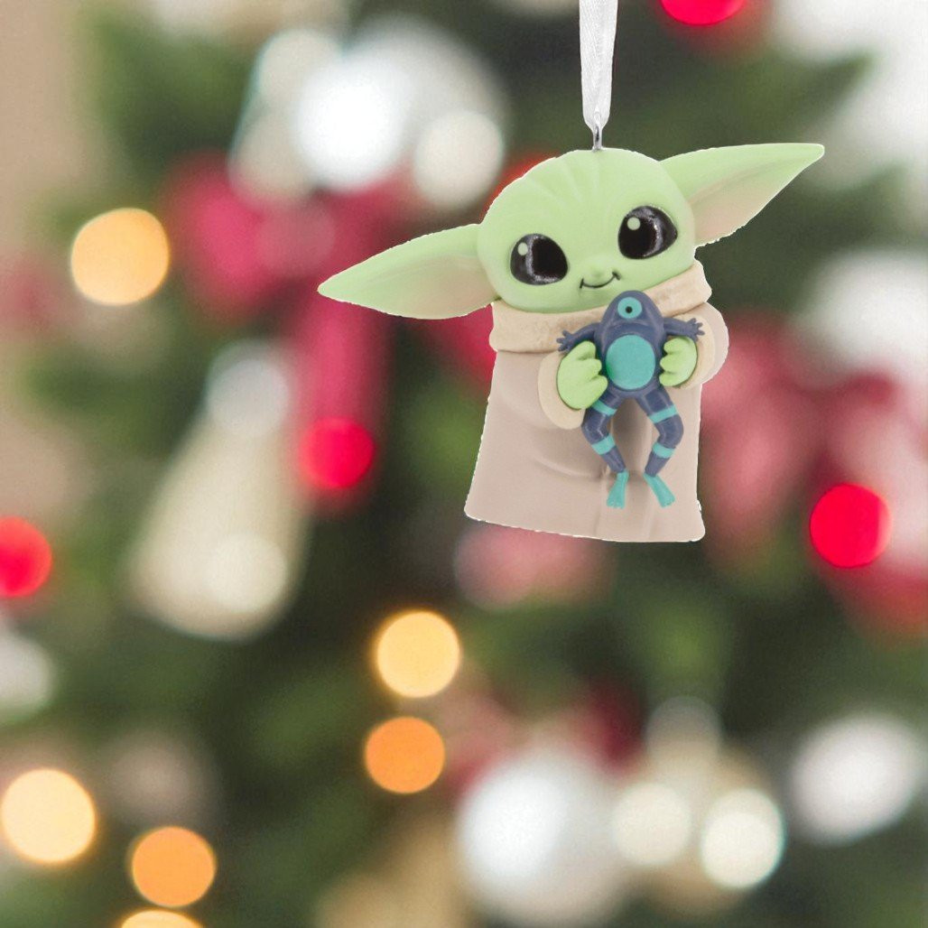 Hallmark Star Wars The Mandalorian Grogu With Frog Ornament