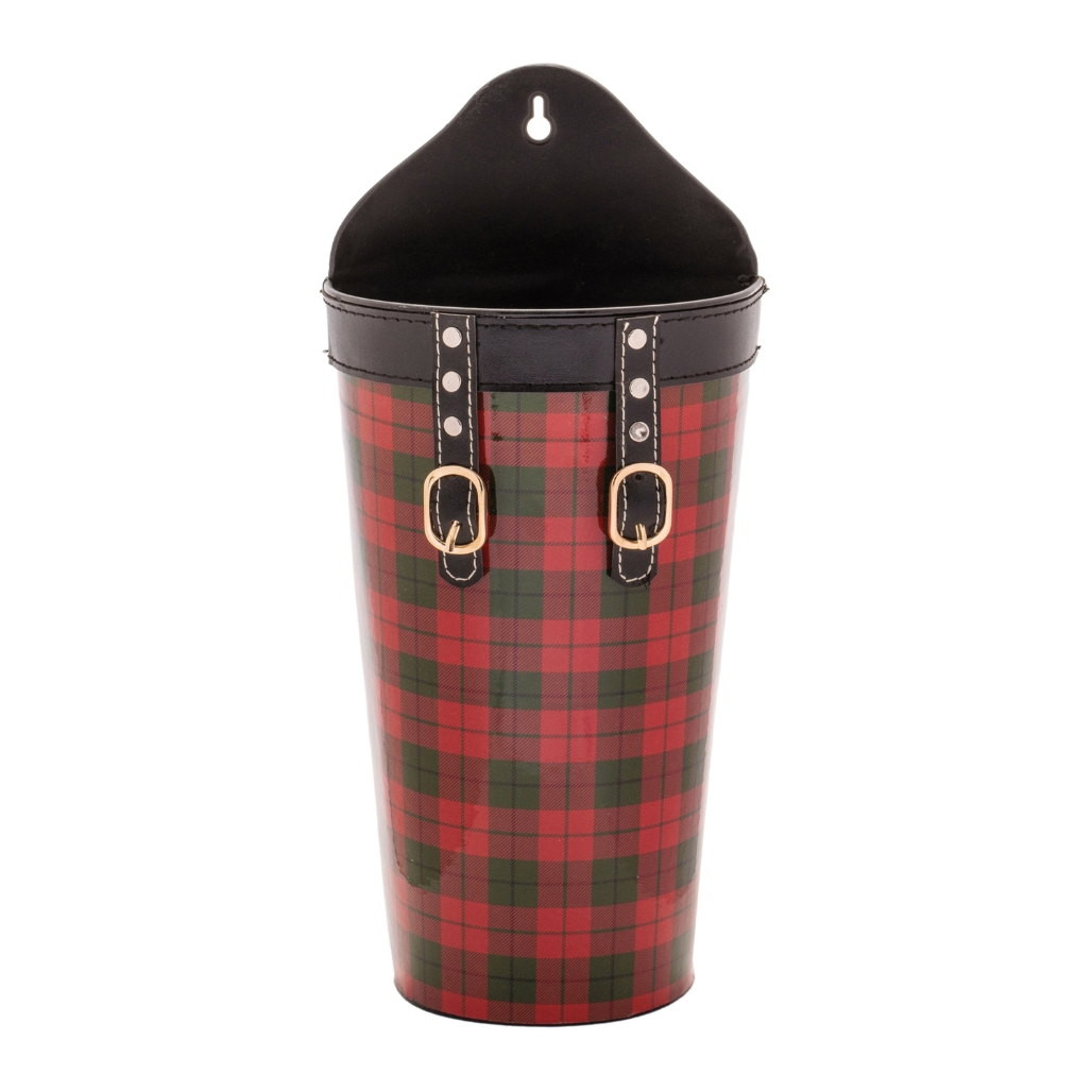 Plaid Wall Pocket with Leather Buckles