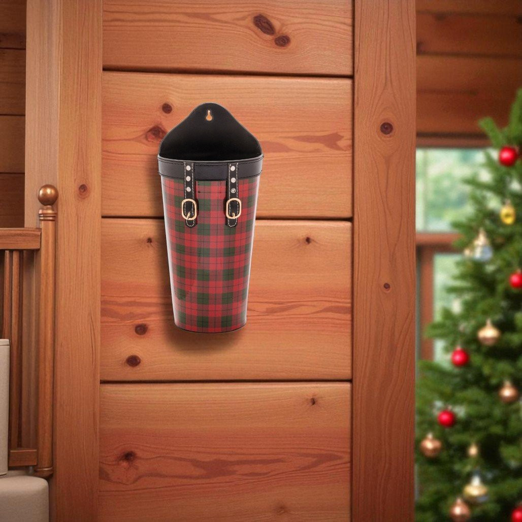 Plaid Wall Pocket with Leather Buckles