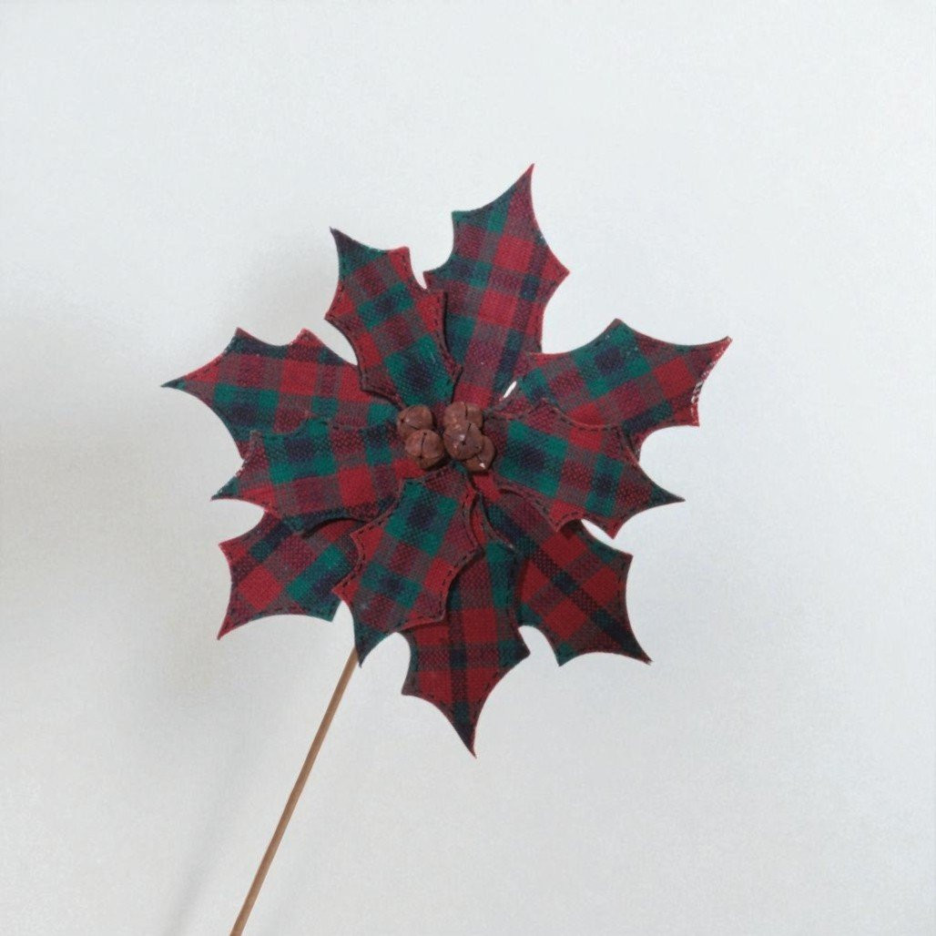 Plaid Poinsettia Stem