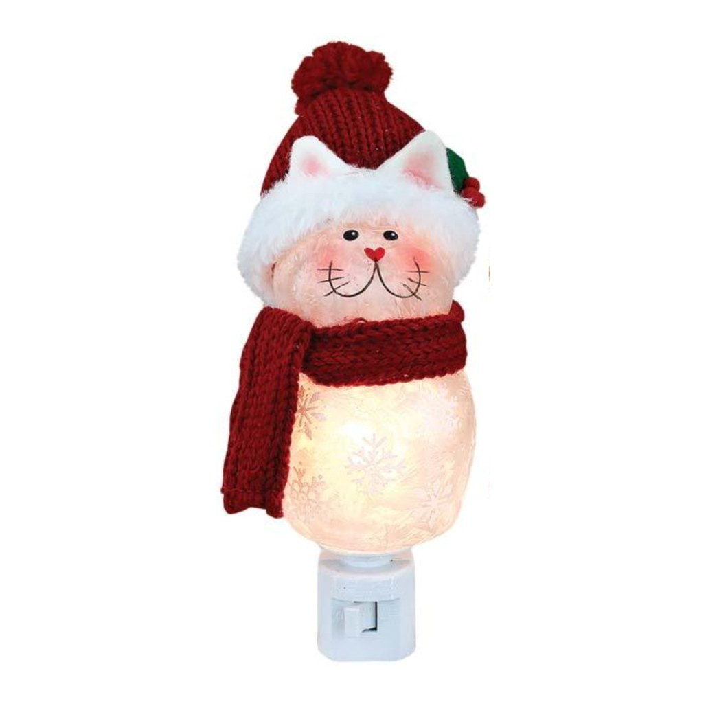 Stony Creek Frosted Festive Pets Cat Glass Night Light