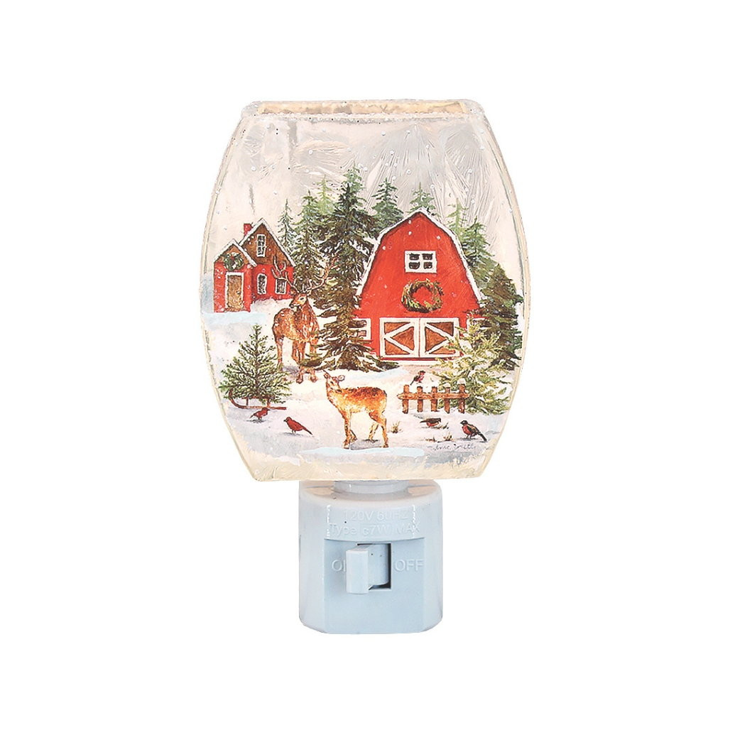 Stony Creek Frosted Barn Reindeer Visit Glass Night Light