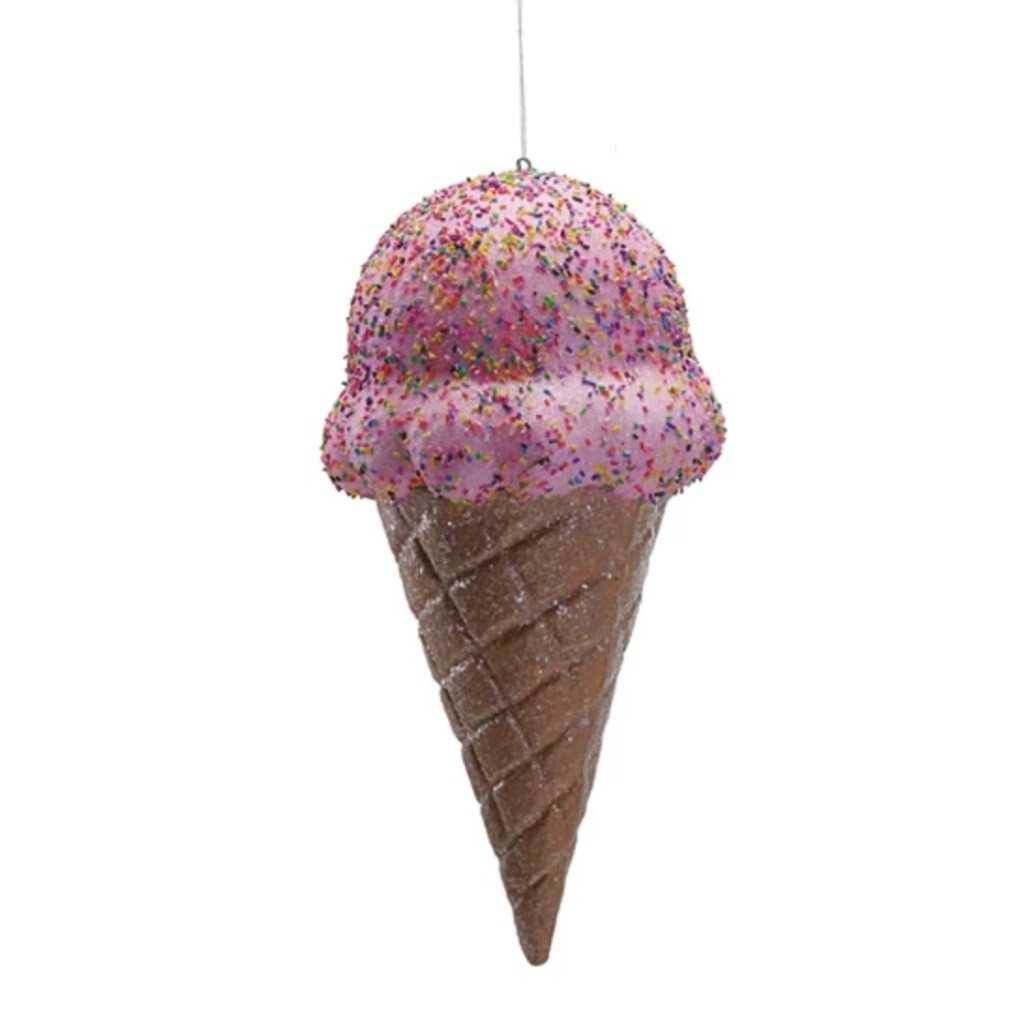Large Pink Ice Cream Cone Ornament | 16 Inch Oversized Foam Décor