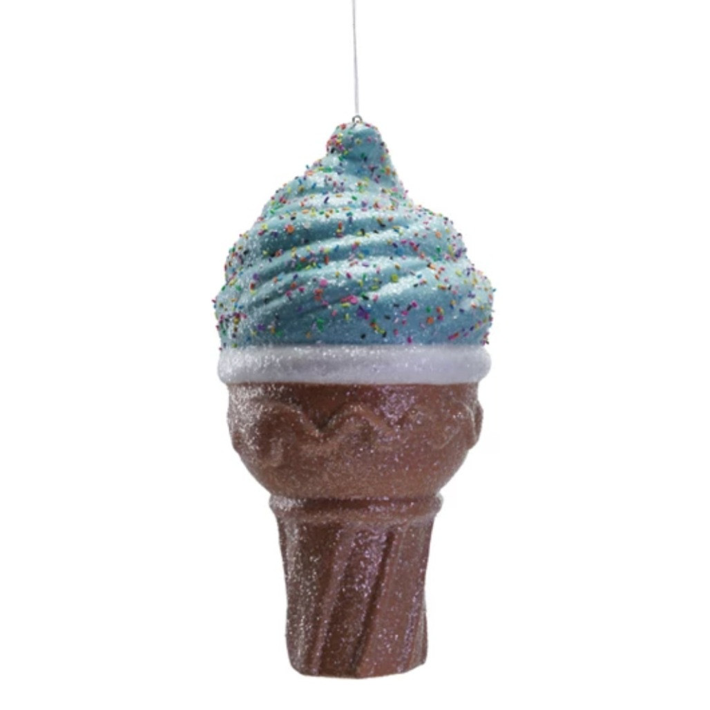 Large Blue Ice Cream Cone Ornament | 16 Inch Oversized Foam Décor