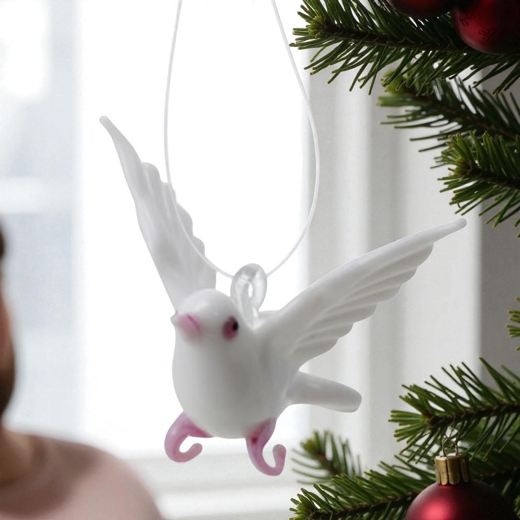 Handmade Glass Dove Ornament | 2.5 Inch