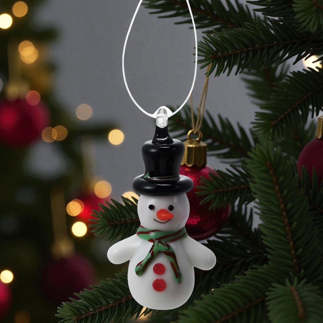 Handmade Glass Snowman Ornament | 2.5 Inc