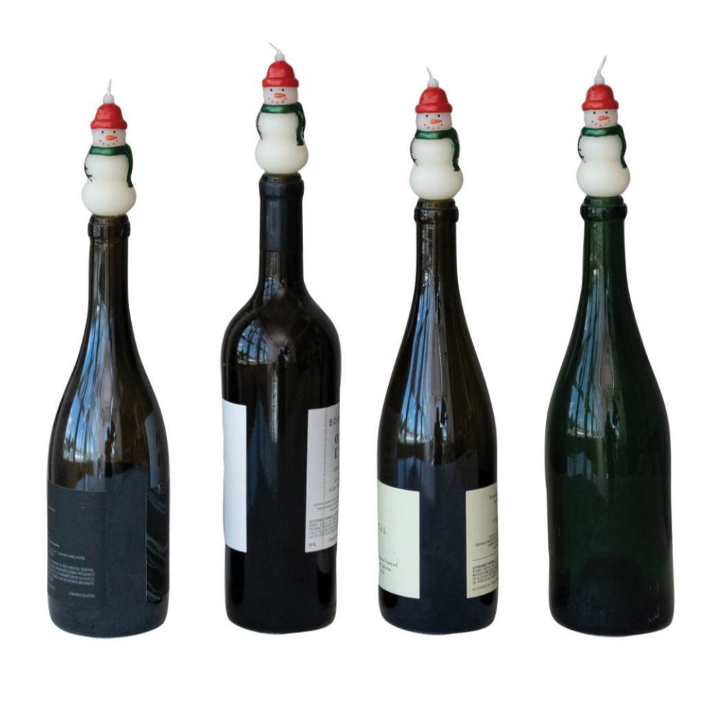 Unscented Snowman Bottle Topper Candles – Set of 4 | 4 Inches
