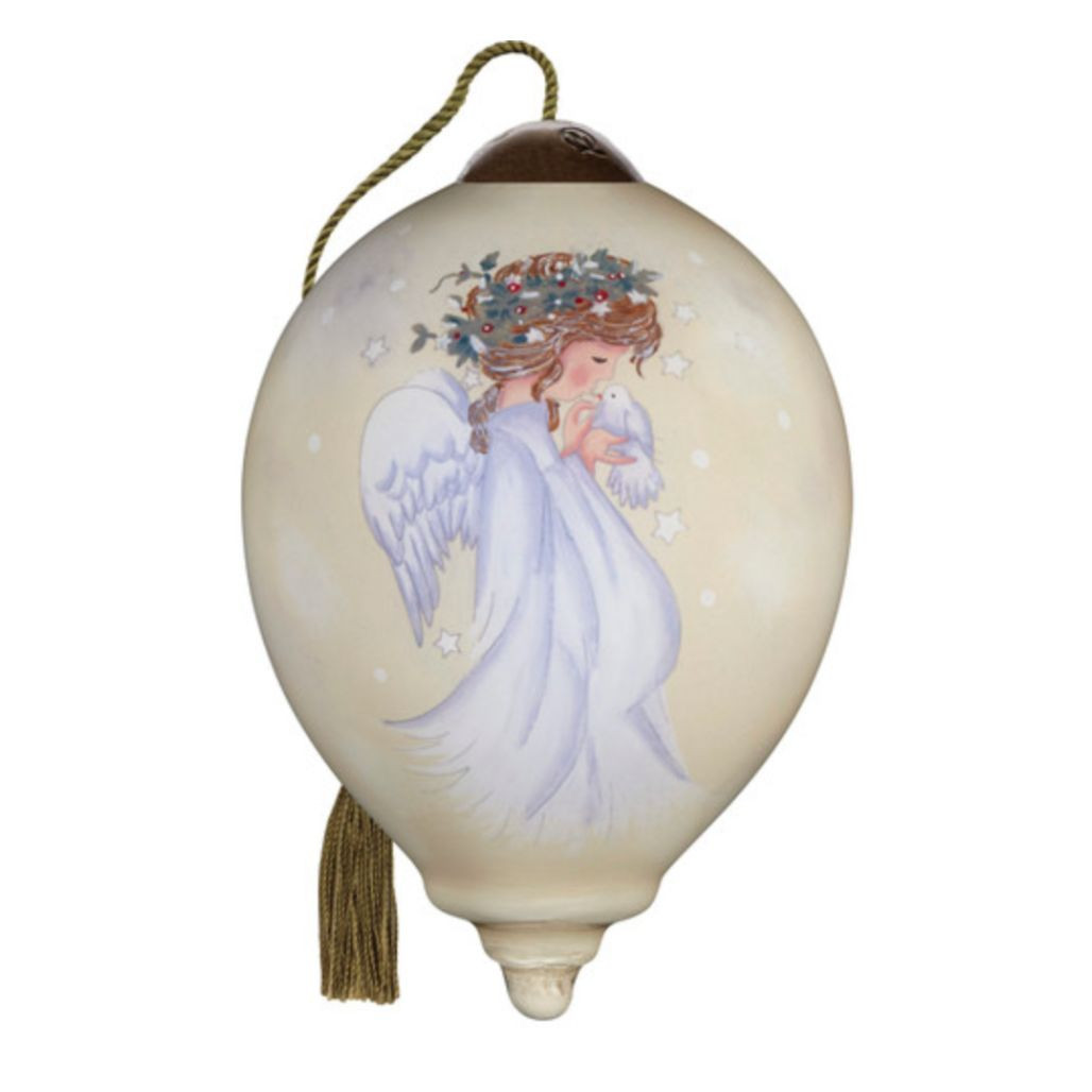 Ne'Qwa Art Young Angel with Dove Ornament | Hand-Painted 3.25 Inch