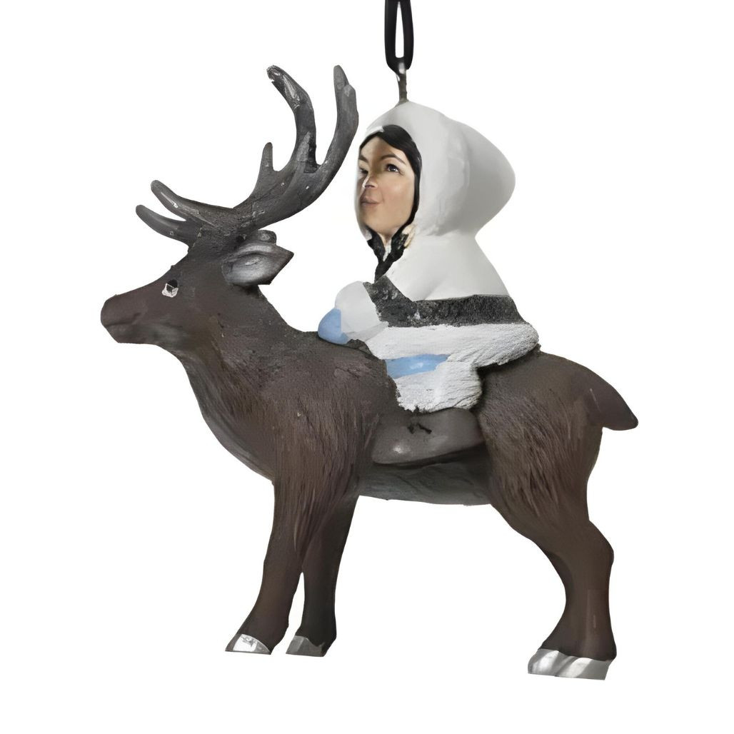 Winter People on Deer Ornament | 4 Inch