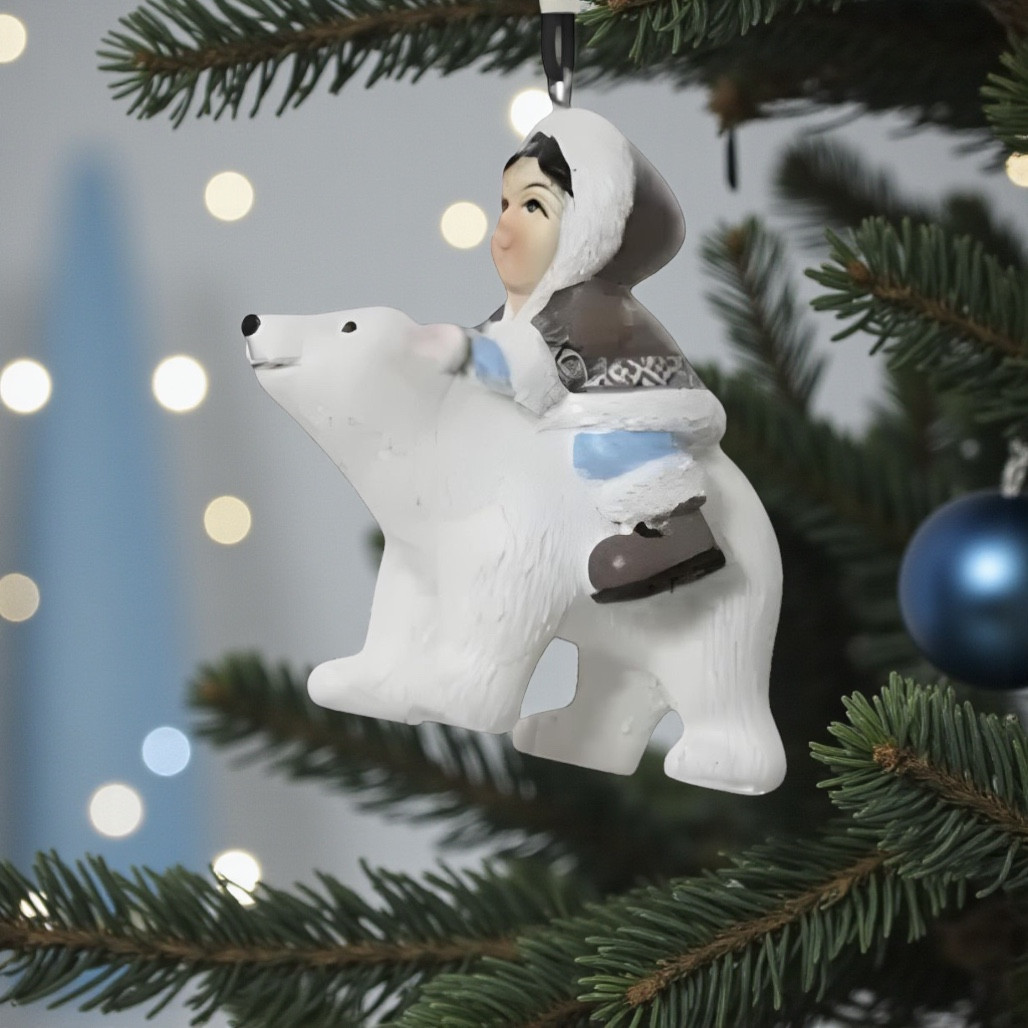 Winter People on Polar Bear Ornament | 4 Inch