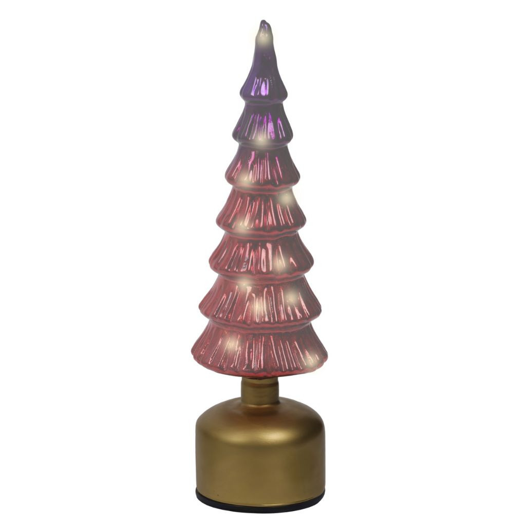 Lumineo LED Rotating Glass Christmas Tree – Pink | Battery