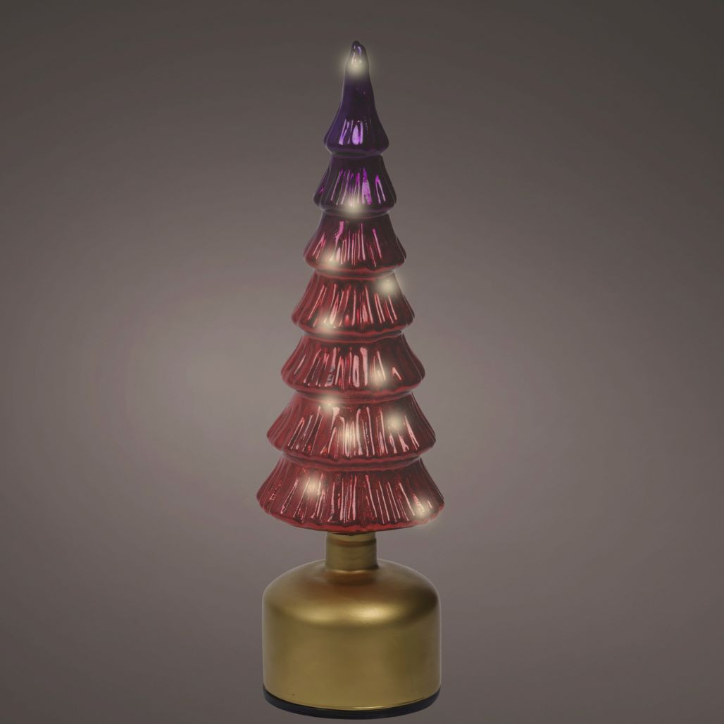 Lumineo LED Rotating Glass Christmas Tree – Pink | Battery Operated 15 Inch