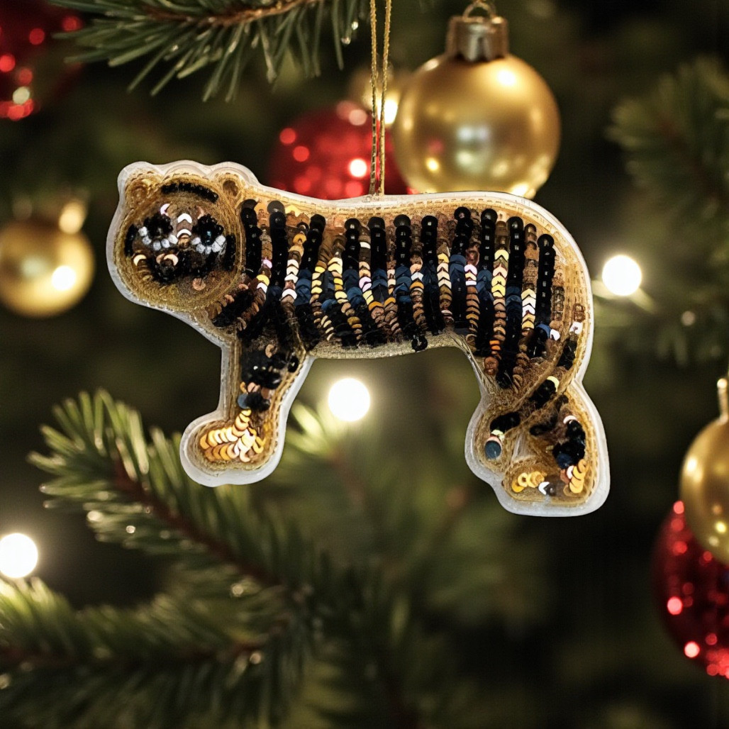 Beaded Fabric Safari Animal Ornament - Cheetah | 3 Inch