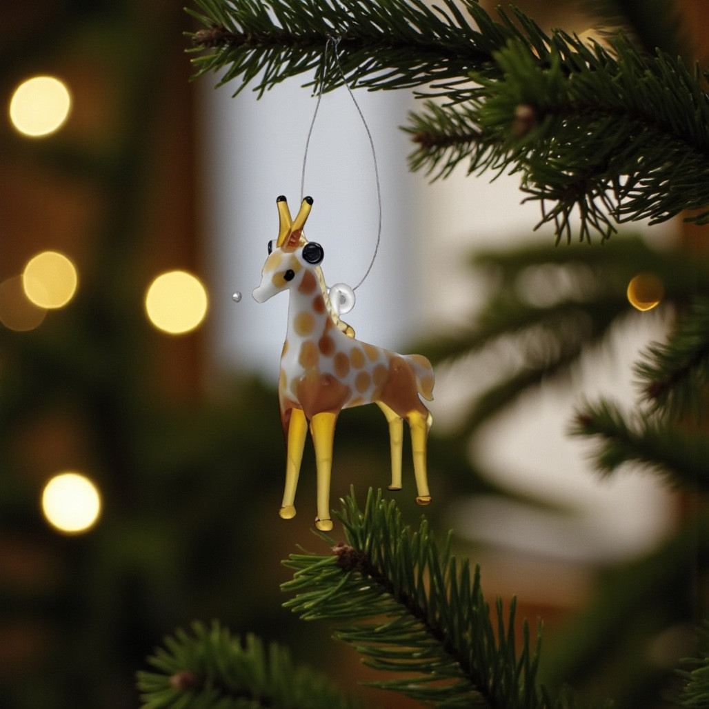 Glass Giraffe Ornament | 2.5 Inch Safari Animal