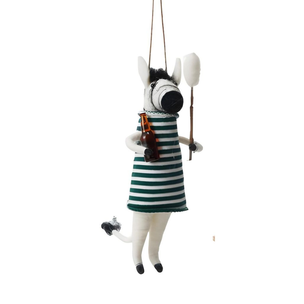 Wool Felt Camping Zebra Ornament | 3-Inch