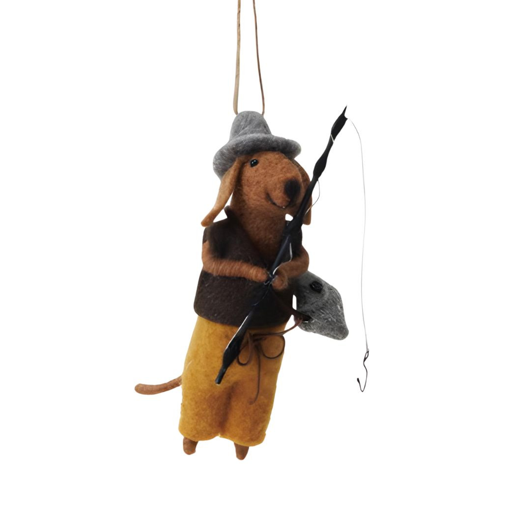 Wool Felt Camping Dog Ornament | 3-Inch