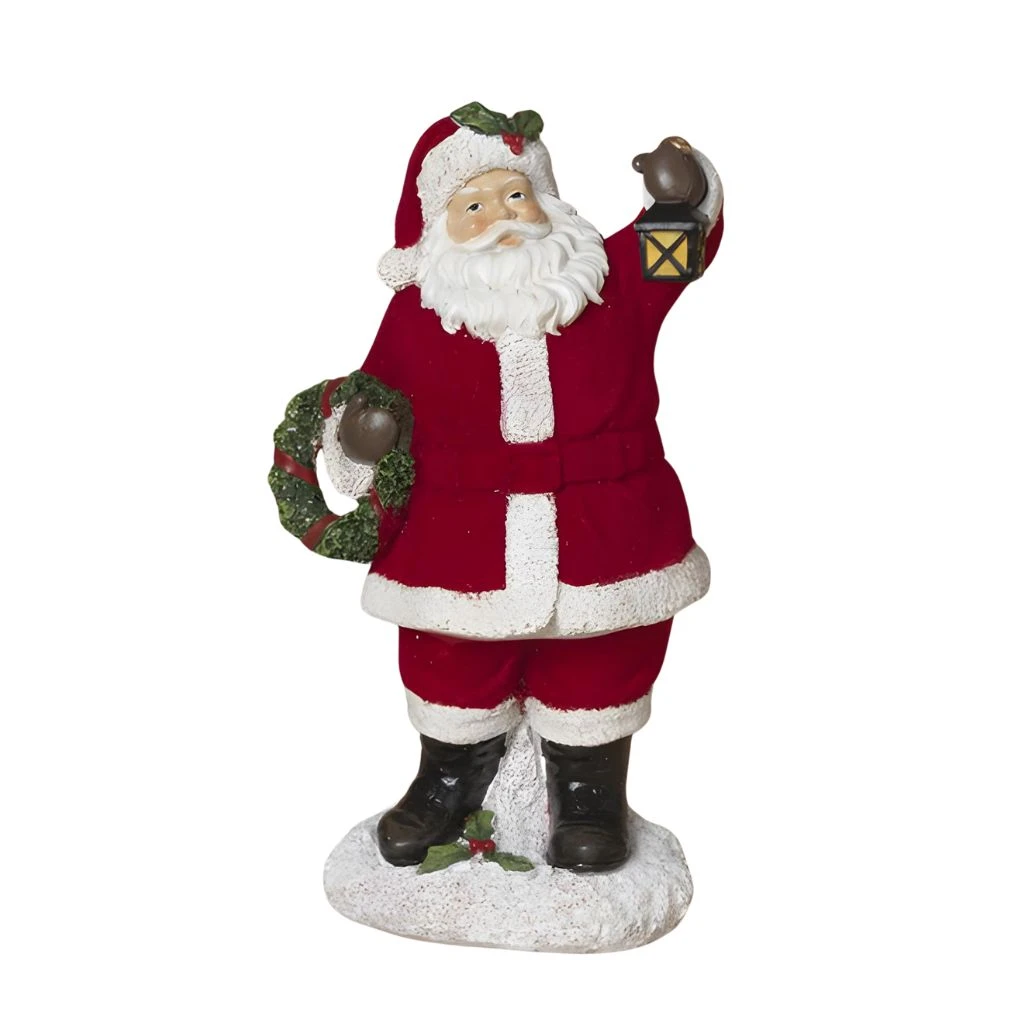 Holiday Santa Holding Lantern Figurine | 6.5 Inch