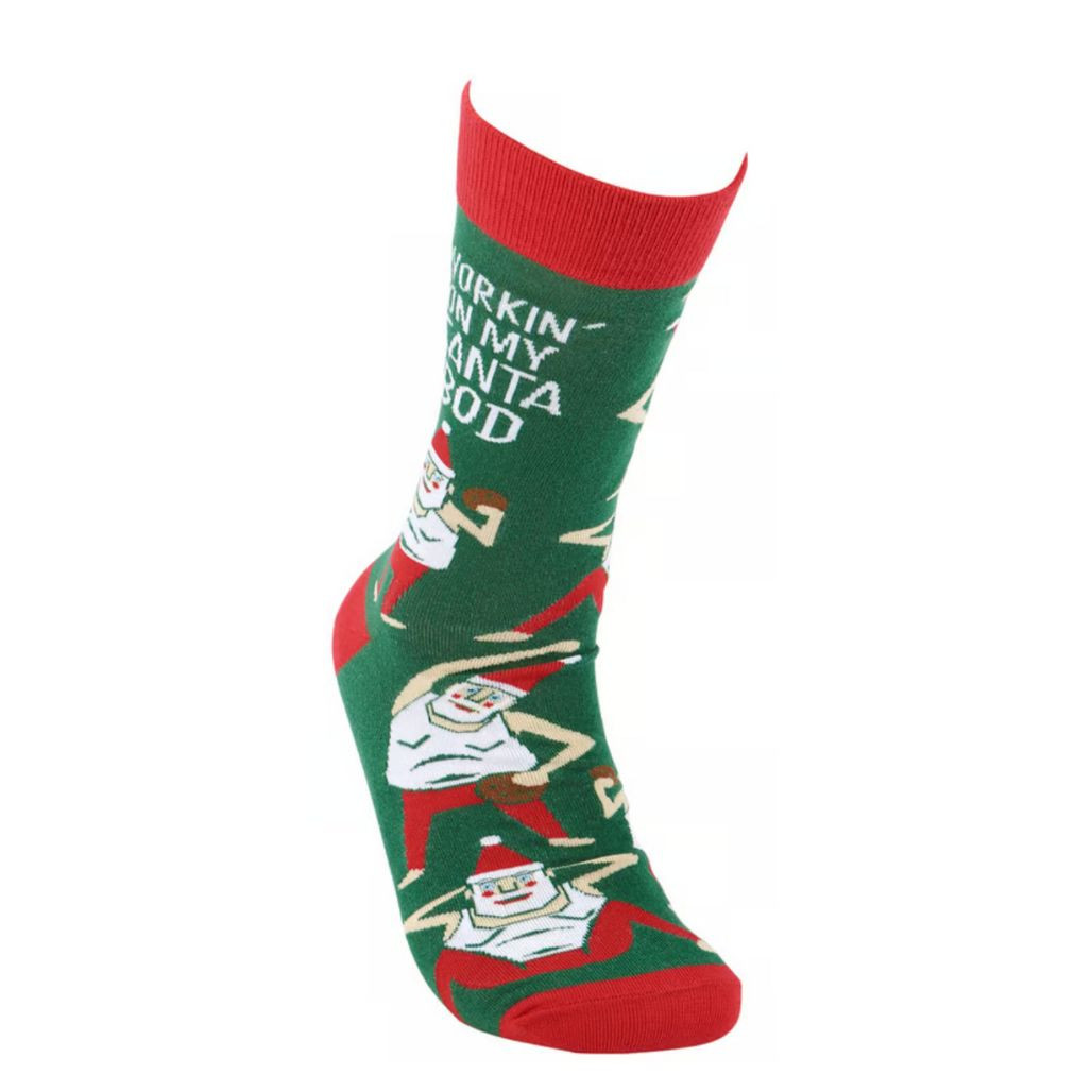 Workin’ On My Santa Bod Christmas Socks | One Size Fits Most