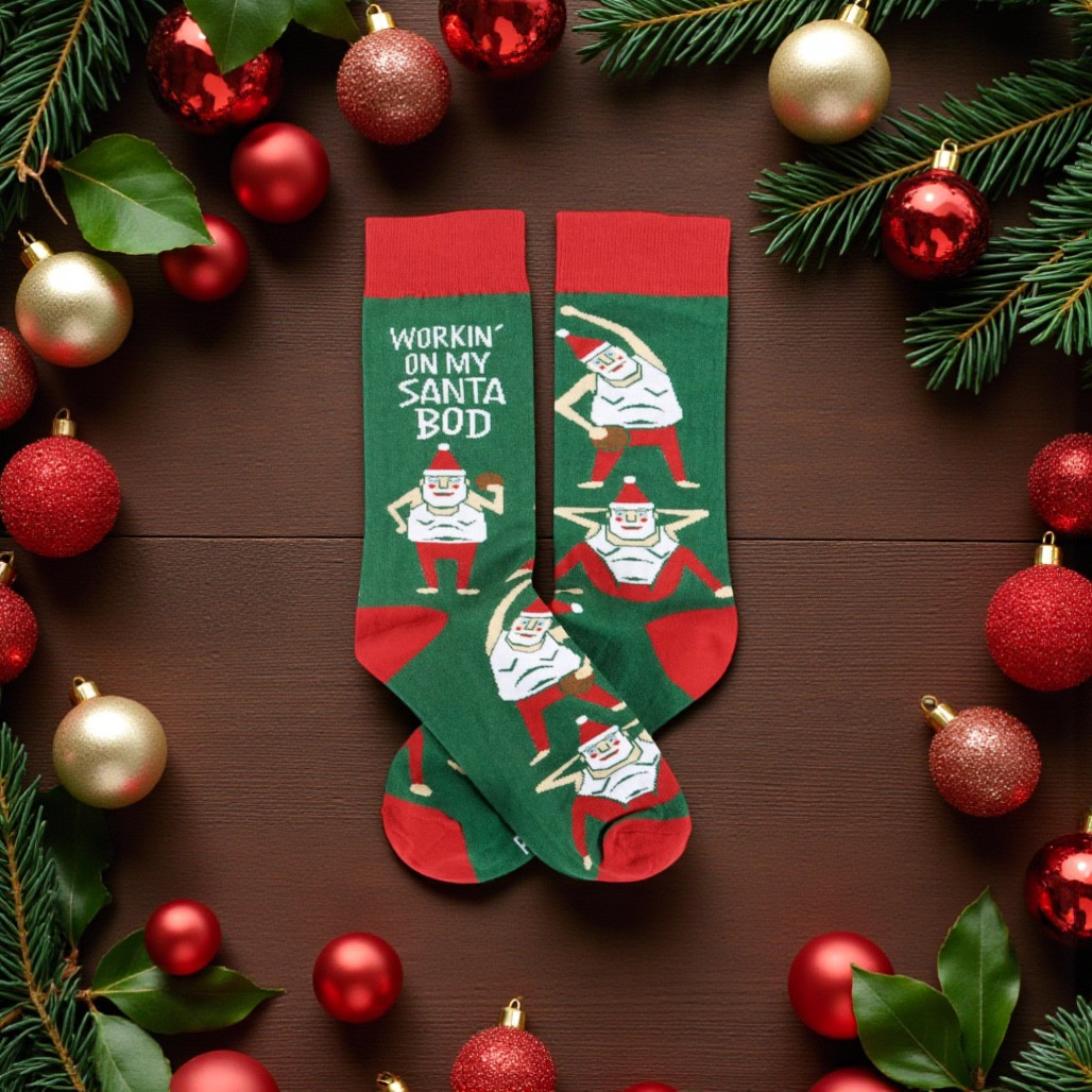 Workin’ On My Santa Bod Christmas Socks | One Size Fits Most