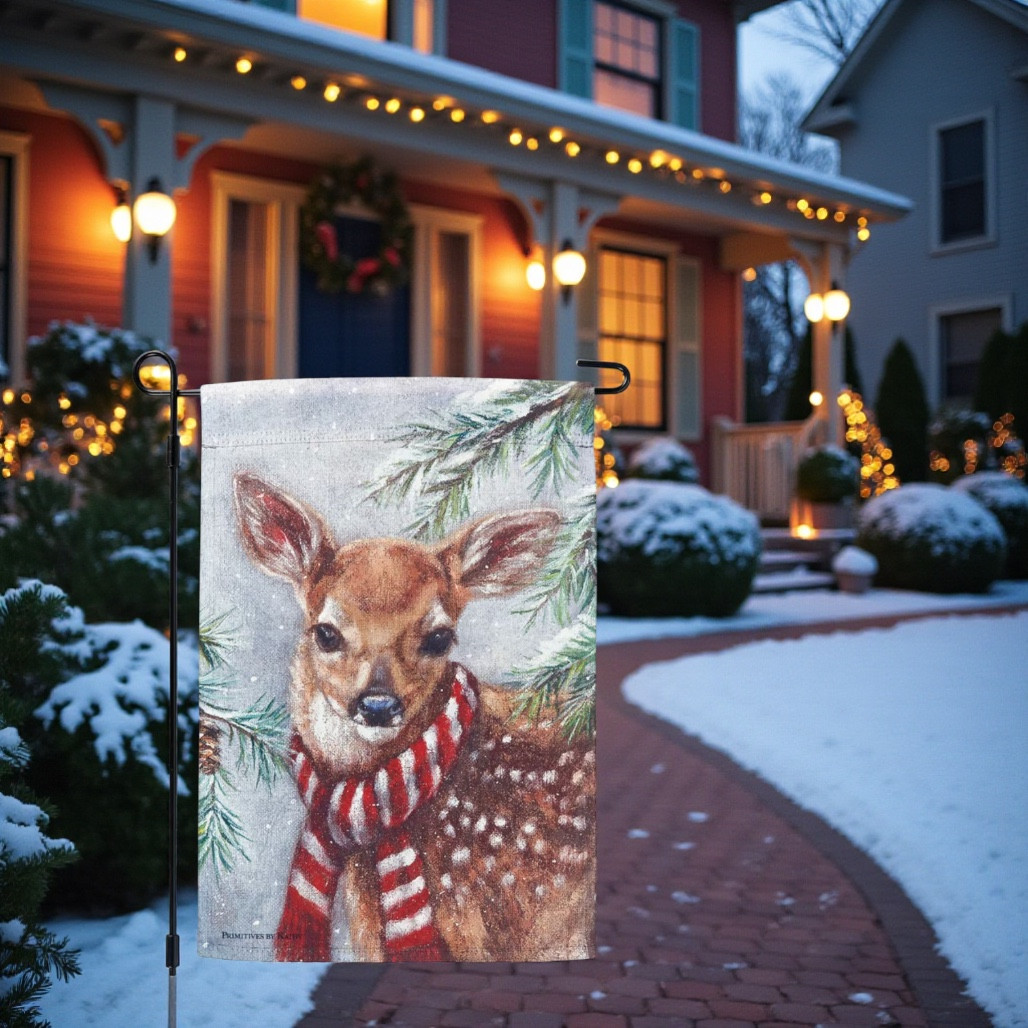 Winter Deer Garden Flag | Double-Sided 12x18 Inch