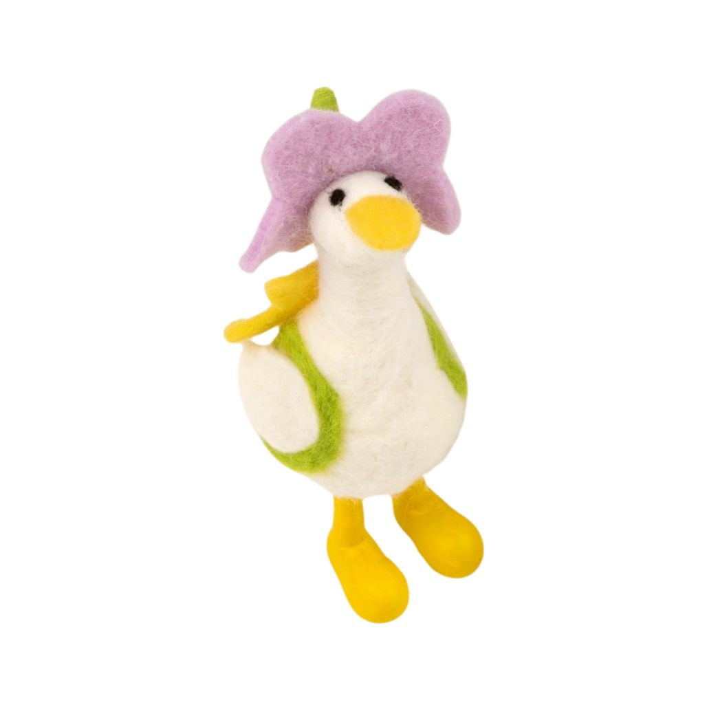 Felt Duck with Yellow Backpack Ornament | 5 inch