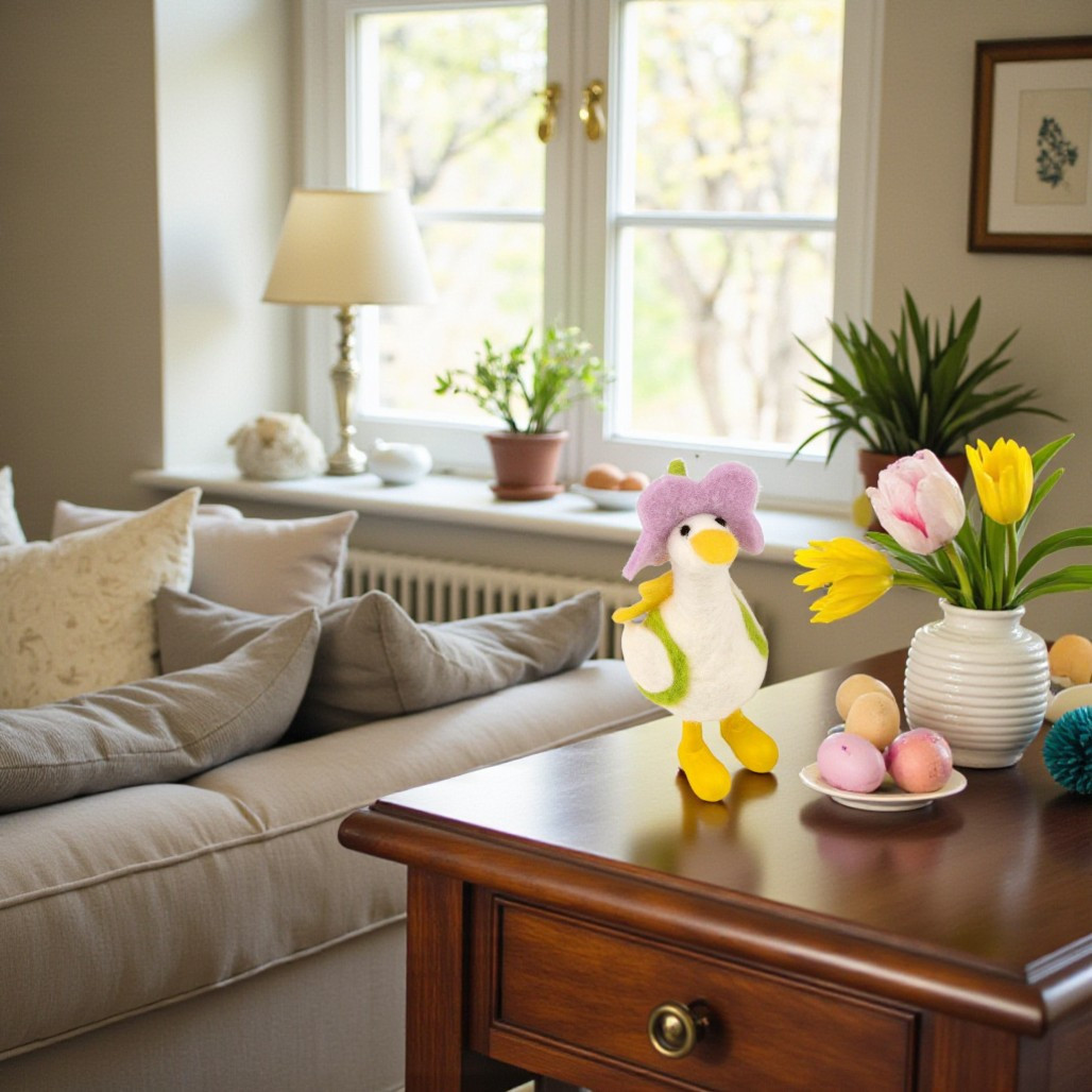 Felt Duck with Yellow Backpack Ornament | 5 inch