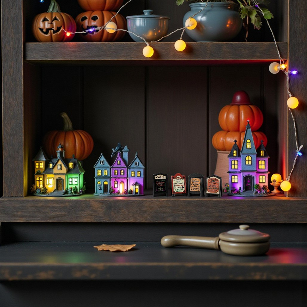 Lemax Spooky Town Evil Signs | Mini Village Accessory Set