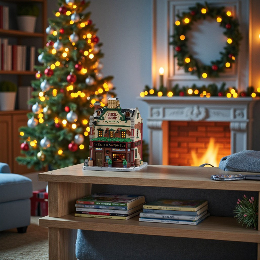 Lemax Trottin’ Fox Pub | Lighted Porcelain Building