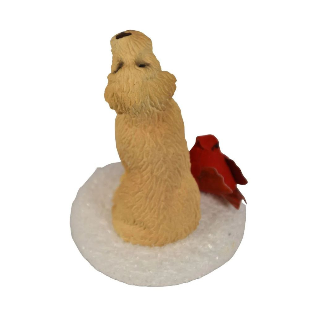 Byers’ Choice Golden Doodle with Cardinal Figurine | Handmade