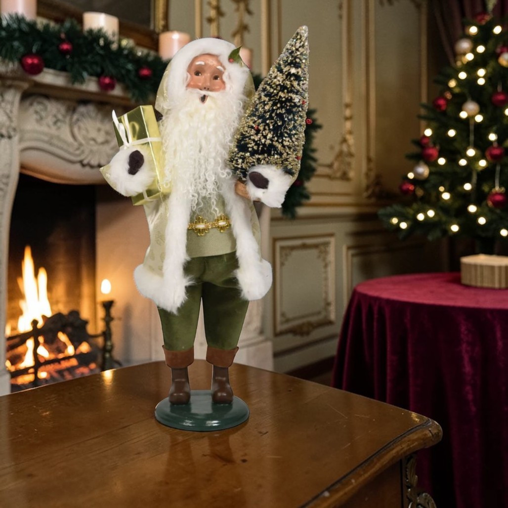 Byers’ Choice Gold Sparkle Santa Caroler | 13 inches