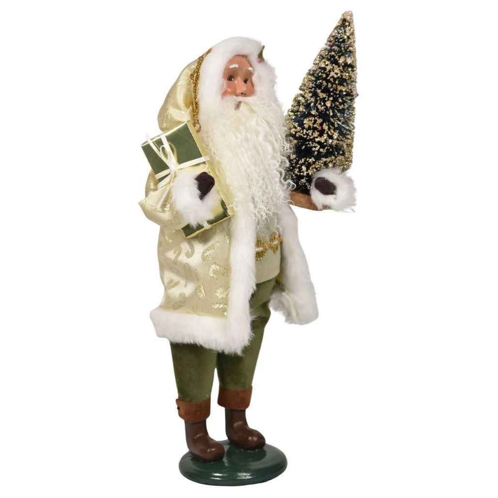 Byers’ Choice Gold Sparkle Santa Caroler | 13 inches