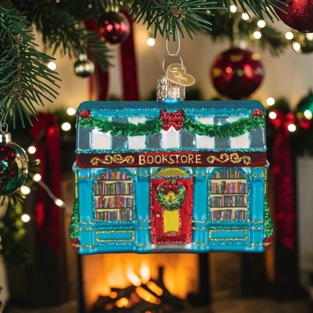 Old World Christmas Bookstore Ornament | Mouth-Blown Glass