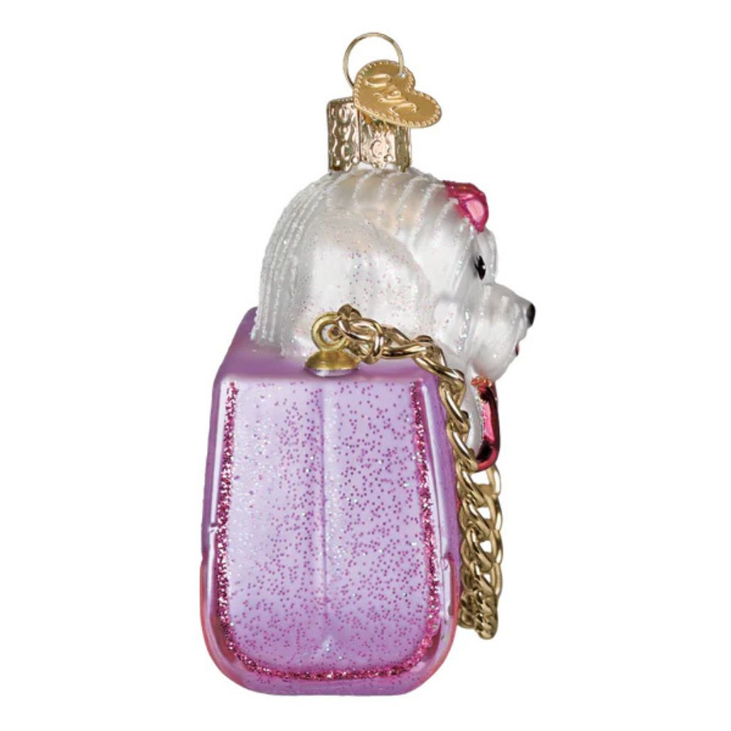 Old World Christmas Posh Pup in Purse Ornament | Blown Glass