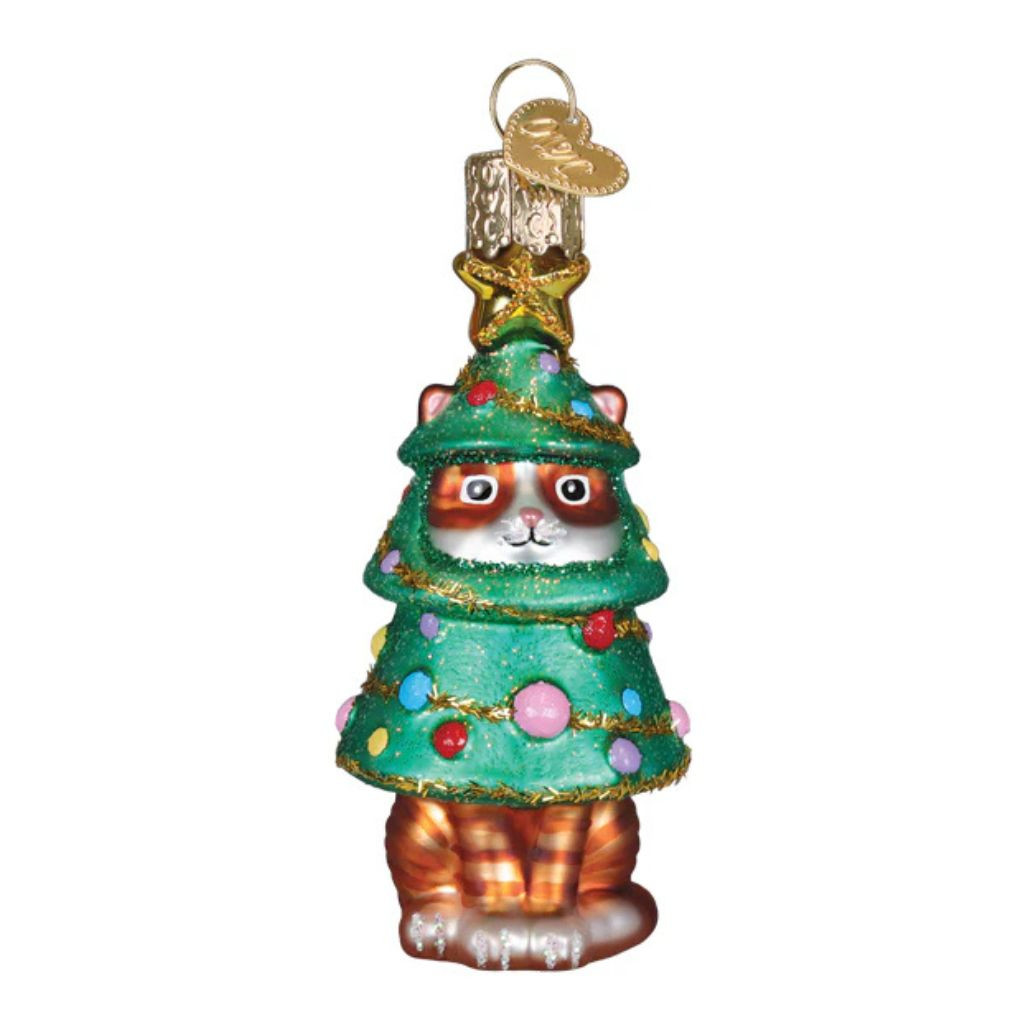 Old World Christmas Meowmas Tree Ornament | Blown Glass 3.25in
